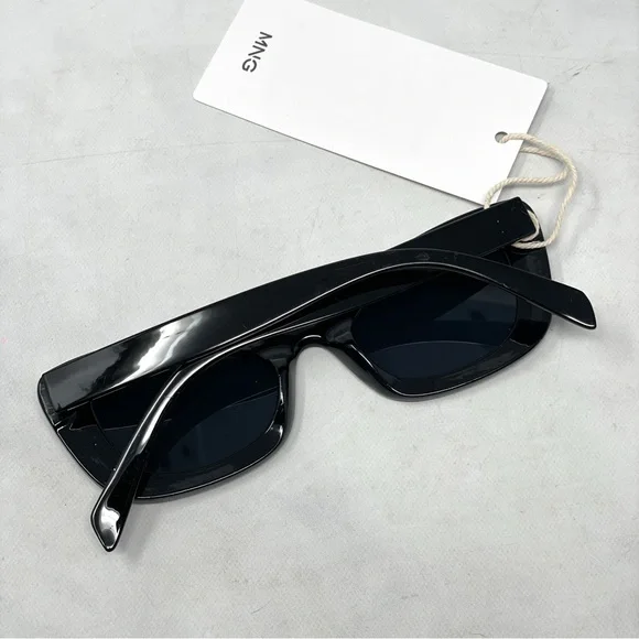 NWT Mango Mng Rhinestone Sunglasses Recycled Materials Black Retro Glam Sexy - Picture 12 of 14
